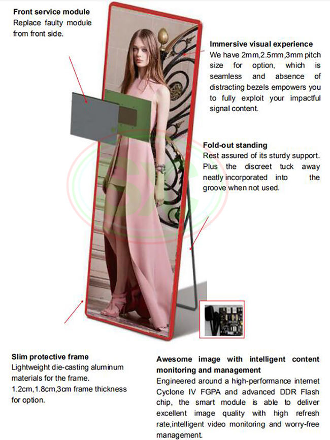 Plancher tenant l'affichage P2.5 HD ultra mince d'affiche de Digital LED pour la publicité