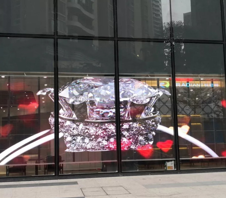 P3.91 - 7.8 HD Écran LED transparent 5000X1000mm Armoires 4G Contrôle WIFI Affichage à LED transparent