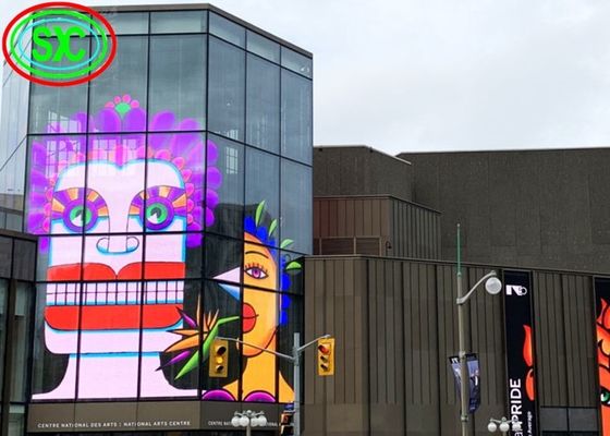 Écran LED couleur transparent P3.91 1500cd/m² pour murs-rideaux en verre