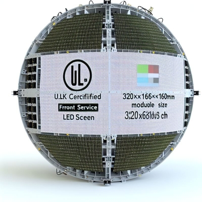 Écran LED sphérique à service frontal certifié UL avec taille de module de 320*160mm et certification UL