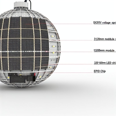 Écran LED sphérique à tension DC5V avec taille de module 320*160mm et puce LED Epistar