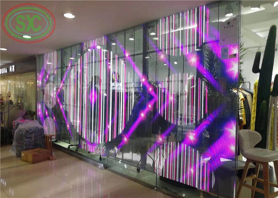 Affichage à LED transparent à énergie verte G3.91-7.82 1000*500 mm pour les présentoirs à rideaux