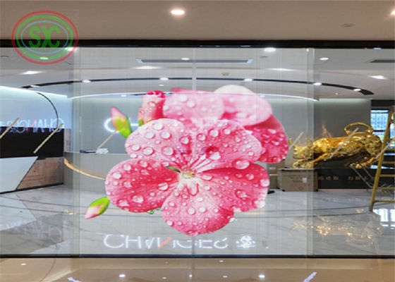 62500 points/m2 Densité de points Écran LED transparent pleine couleur pour la publicité extérieure de fenêtre haute luminosité