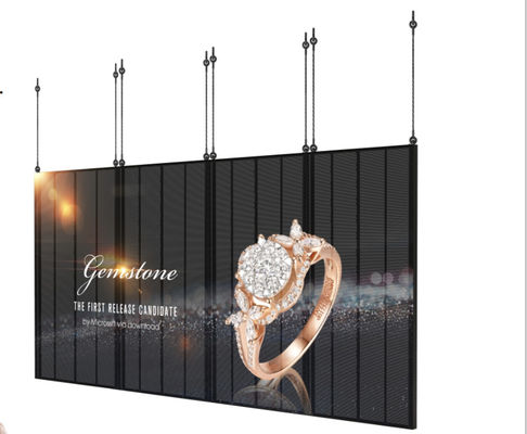 Paroi de verre LED transparente à l'eau P3.91-7.82 Couleur complète 160H/140V Angle de vision 1920-3840Hz Taux de rafraîchissement