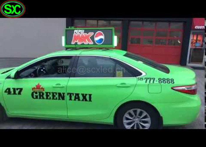 La vidéo IP65 de HD imperméabilisent l'affichage de signe mené par toit de voiture, double mené de signe a dégrossi