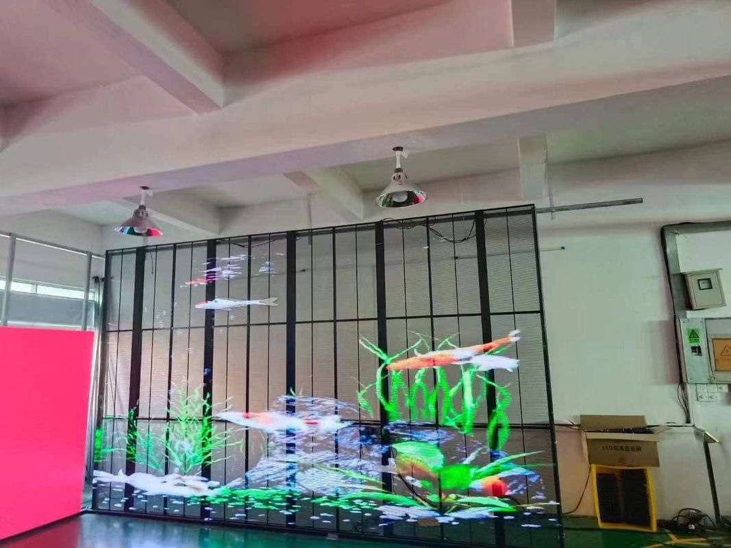 Écran LED transparent intérieur hautement stable avec conception de panneau ultra-mince résistant aux intempéries