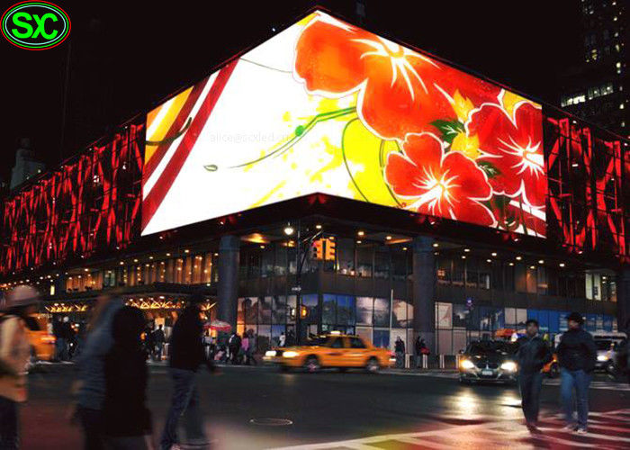 RVB extérieur P10 imperméabilisent le mur faisant le coin d'affichage à LED de Digital de 90 degrés