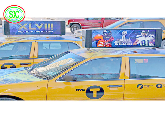 Affichage de panneaux LED étanches à l'eau pour voiture extérieure en couleur complète sur le toit d'un taxi double face