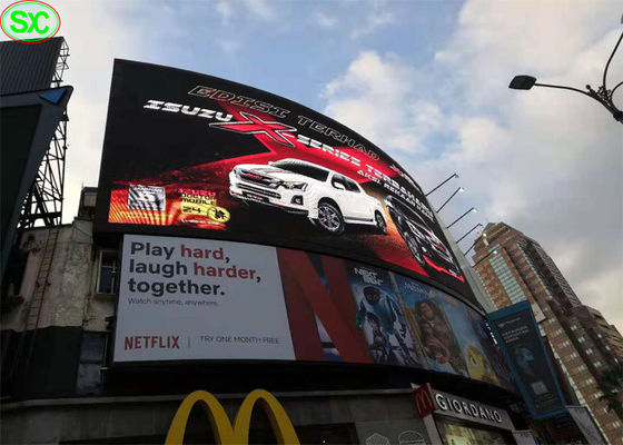 Grands écrans de visualisation P10 menés extérieurs incurvés, écran visuel mené SMD3535 IP65