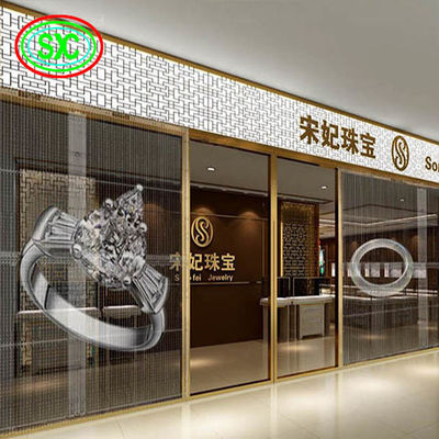 Bon prix Parement vidéo LED transparent transparent P3.91 Rideau LED à maillage intérieur Affichage de signalisation LED en ligne