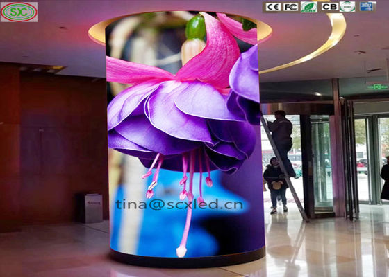 Bon prix Affichage à LED à cylindre à 360 degrés à l'intérieur Affichage publicitaire à l'extérieur à colonne courbe en ligne