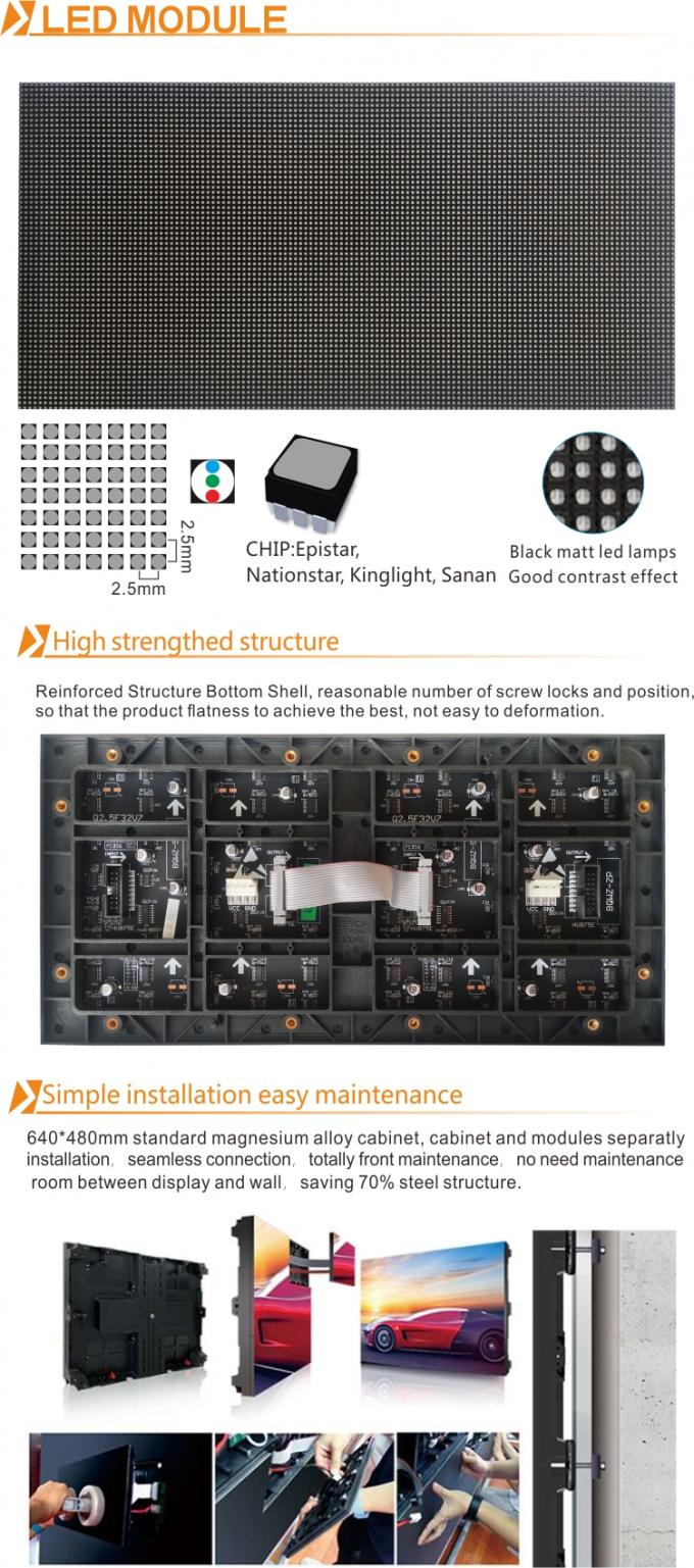 Module d'affichage LED &agrave; couleur compl&egrave;te int&eacute;rieur P2-32S avec entra&icirc;nement constant et dimension de l'armoire 640 * 640 mm 4